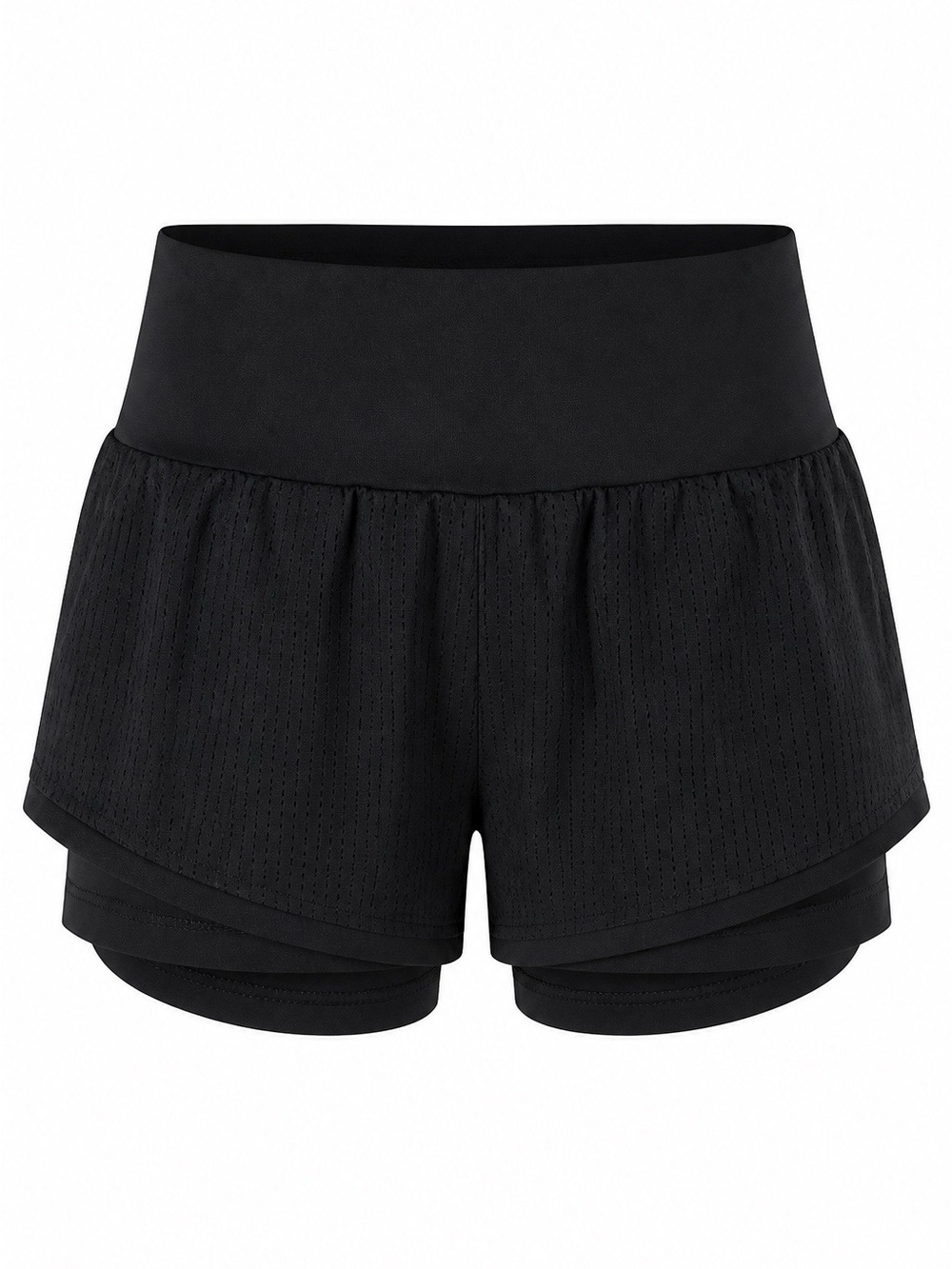 Women's Black Layered Athletic Shorts